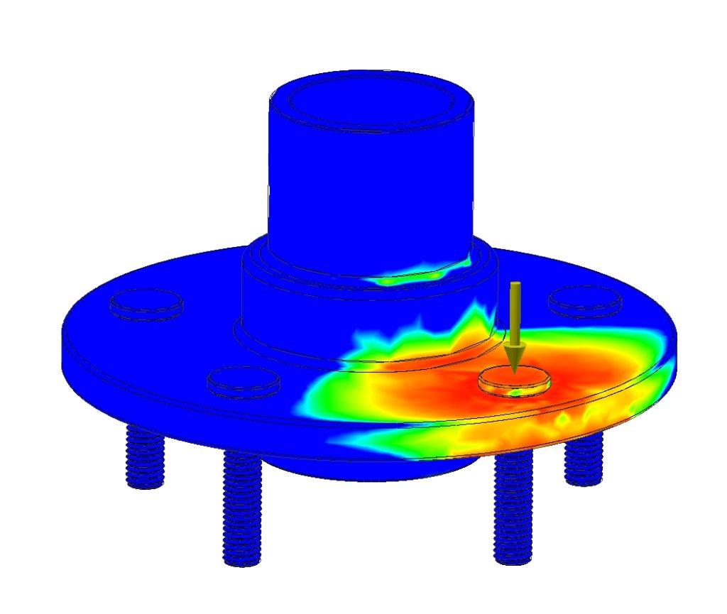 wheel hub is showing deformation by one of the wheel studs